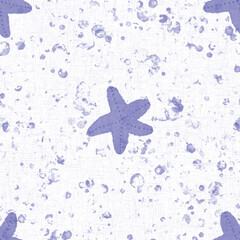 Underwater purple starfish seamless pattern