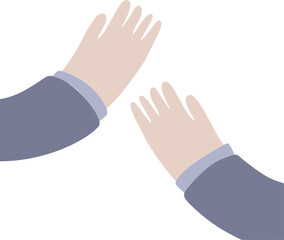 Hugging arms doodle, simple pastel hands reaching out to hug with blue sleeves. Minimalist hugging arms doodle for friendly and welcoming concept design.