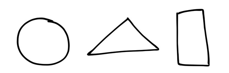 Hand made shapes, circle, rectangle, triangle 