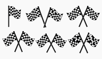 Obraz premium A collection of black and white checkered racing flags arranged in various positions