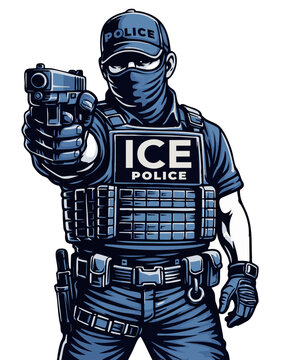 FrontView Ice Agent with a gun