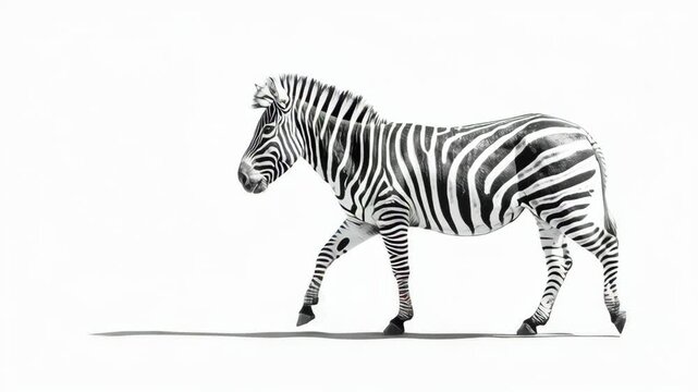 Striking Zebra Portrait - Majestic Stripes in Motion on White.