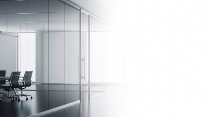 Modern office meeting room with glass walls and copy space