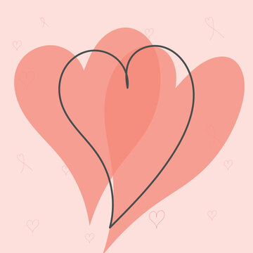Minimalist Continuous Line Art Heart Illustration, Romantic Hand Drawn Concept for Valentine's Day. vector
