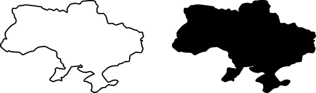 Ukraine country border map outline and silhouette vector graphic isolated image decal