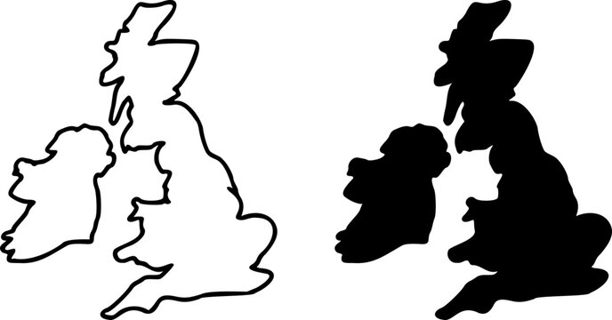 United Kingdom country border map outline and silhouette vector graphic isolated image decal