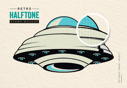Beige Retro Halftone Stamp Mockup