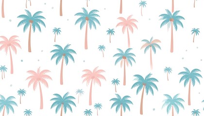 Pastel Palm Tree Pattern - Tropical Summer Design for Backgrounds and Textiles.