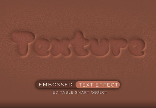 Brown Leather Classic Emboss Text Effect Rounded Engraved Font