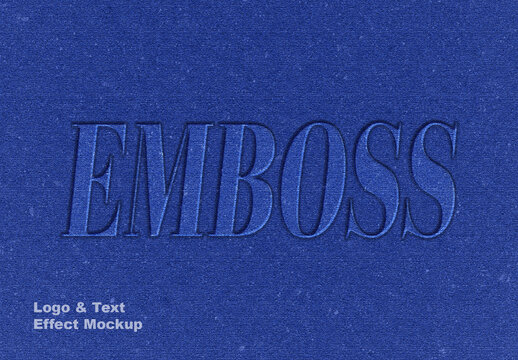Dark Blue Realistic Debossed Paper Mockup