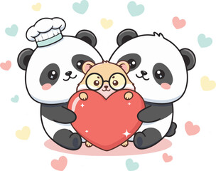 Naklejka premium Cute koala mascot clinging to a heart shaped tree branch
