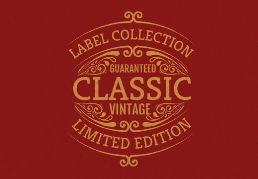 Gold And Red Ornamental Vintage Distressed Stamp Mockup