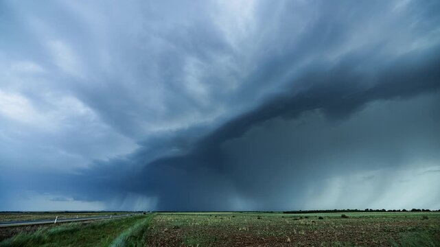 Spring storms over the plains of Valladolid in Spain