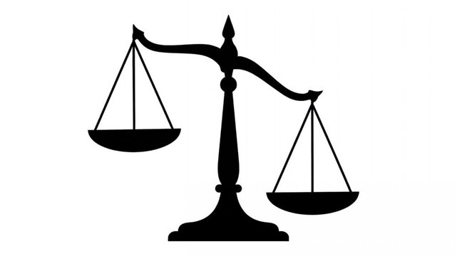 Justice scales oscillating vector graphic