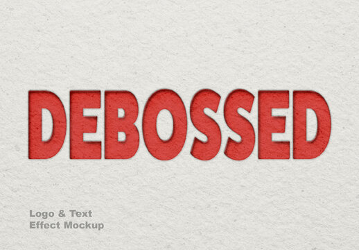 Red Realistic Debossed Paper Mockup