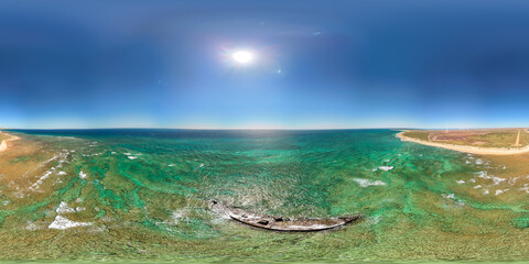 Mildura Wreck in Exmouth Western Australia full spherical seamless 360 degree panorama