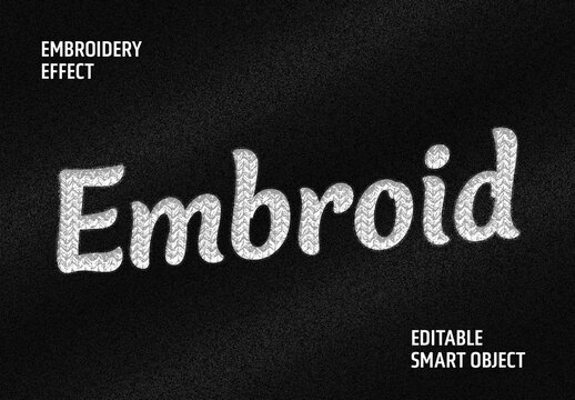 Embroidery Fabric Stitch Text Effect