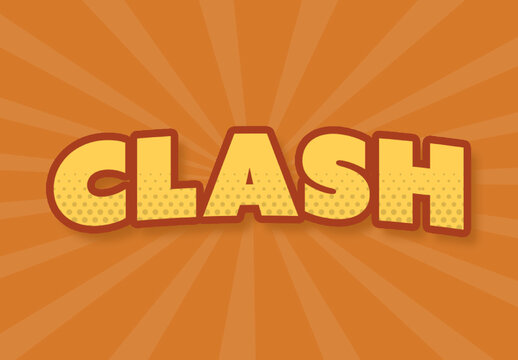 Yellow and Red Comic Bold Retro Text Effect Cartoon Vintage Halftone Font