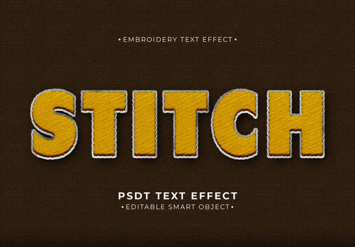 Yellow And White Embroidered Patch Text Effect Sewn Tailor Font