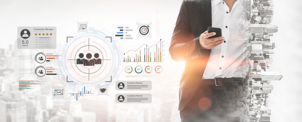 A dashboard for customer relationship management (CRM). The data analysis and market research help...