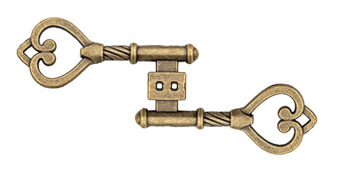 Bronze ornamental key on white
