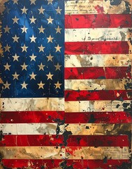 Distressed American Flag Art - A Patriotic Symbol of Resilience.
