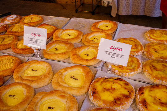 Ensaimada - traditional spanish sweet pastry from Mallorca island close up. Lozano bakery on 1st of October, 2025 in Santanyi, Spain