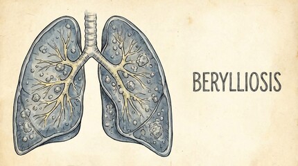 Anatomical Illustration of Human Lungs Affected by Berylliosis