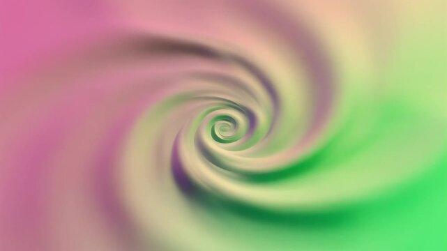 Swirling spiral pattern in pink and green hues from a close-up viewpoint