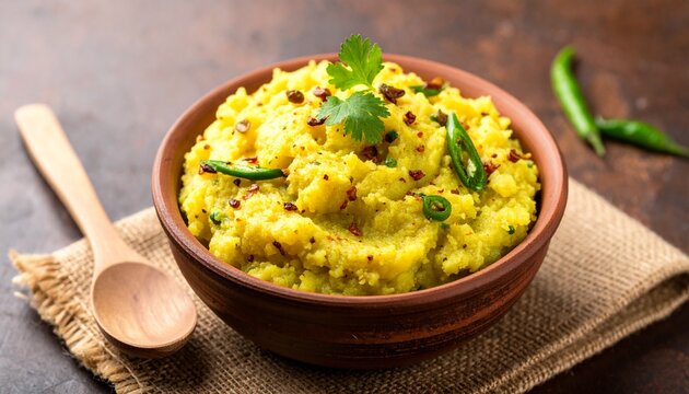 Assamese Aloo Pitika Side Dish. Traditional Indian Food