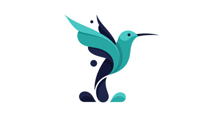 Fototapeta premium Abstract illustration of a hummingbird in flight against a clean white backdrop