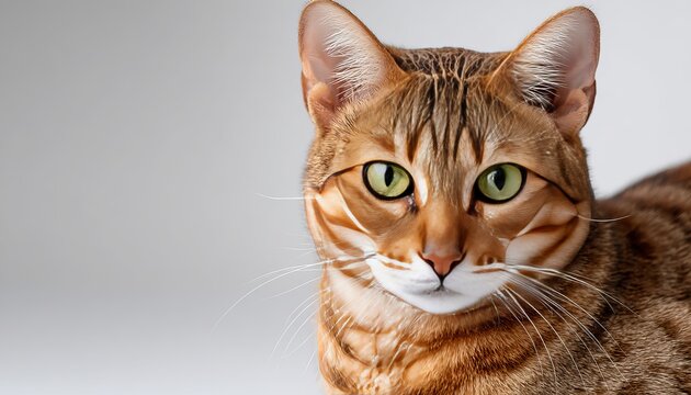 Charming ocicat with captivating gaze, ideal for advertisements and visual media projects.