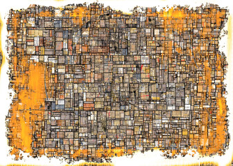 Fototapeta premium Mosaic Grid Orange Gray Rectangles Modern Art and Design
