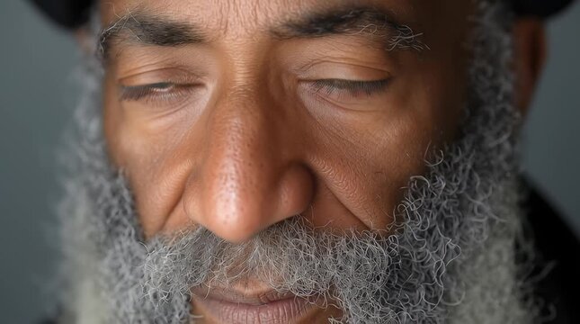 Close up senior african  black muslim old man