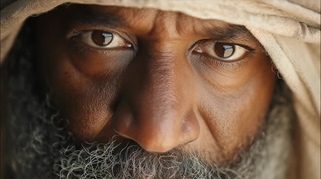 Close up senior african  black muslim old man