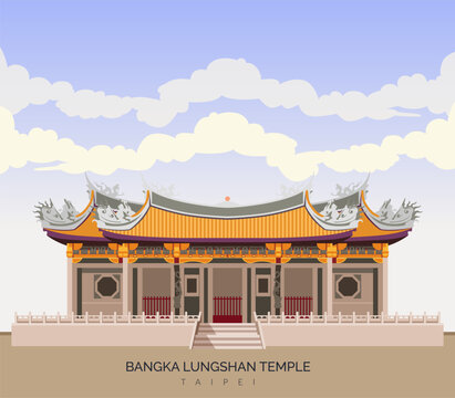 Bangka Lungshan Temple - Longshan Temple - Wahua - Stock Illustration