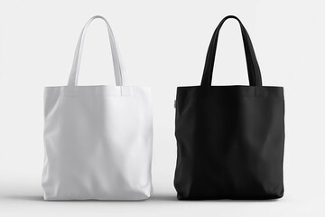 Blank canvas tote bag mockup showing front and back sides for branding presentation studio pro
