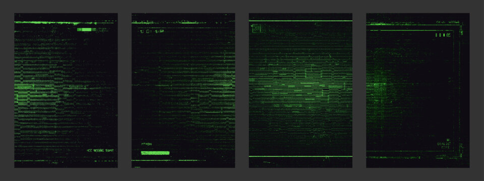 Green screen glitch background with corrupted digital data design. Abstract matrix code data flow visualization for cybersecurity concept.
