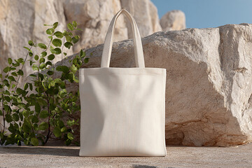 Blank tote bag mockup showing natural fabric texture for product and logo showcase in design work