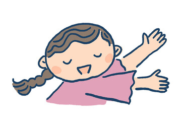 Obraz premium 両手を広げてやさしく迎える女の子のイラスト