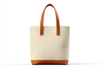 Realistic tote bag mockup hanging on hook in boutique setting for branding and retail display use