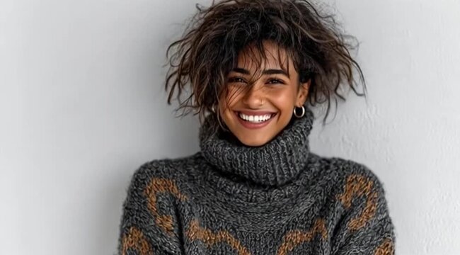 Mulher Feliz Sorrindo Representando Alegria, Bem-Estar, Confian&ccedil;a e Emo&ccedil;&otilde;es Positivas