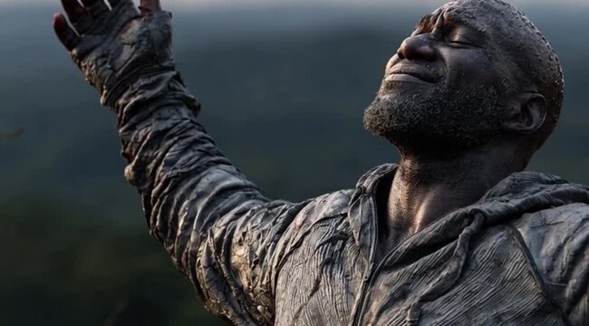 Homem Sentindo Liberdade e Gratid&atilde;o Representando Paz Interior, Consci&ecirc;ncia Plena e Bem-Estar Emocional