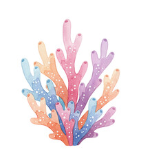 Fototapeta premium Vibrant Colorful Coral Plant Illustration with Spotted Texture in Gentle Watercolor Style