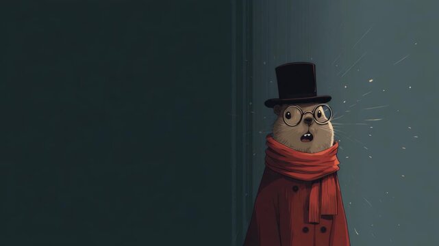 Stylish hamster: dapper animal in top hat and scarf art