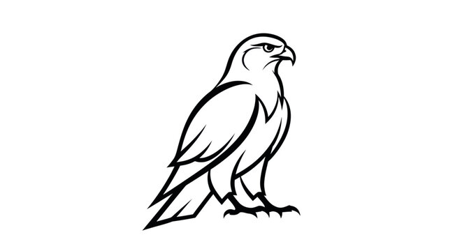 Black and white hawk illustration design on white background