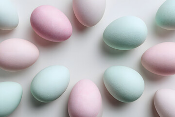 Pastel eggs border with copy space