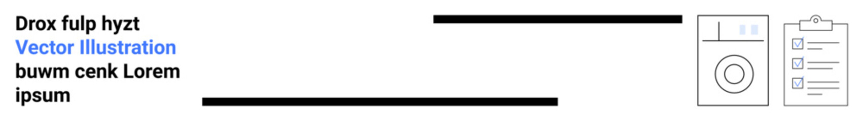 Obraz premium Task organization, home management, laundry process, productivity, checklist system, household planning. Minimalistic washing machine icon with checklist symbols. Task organization and home