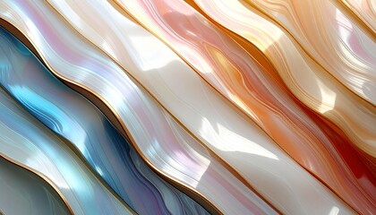 Perłowe, kolorowe linie ułożone skośnie z delikatnie lśniącą powierzchnią. 