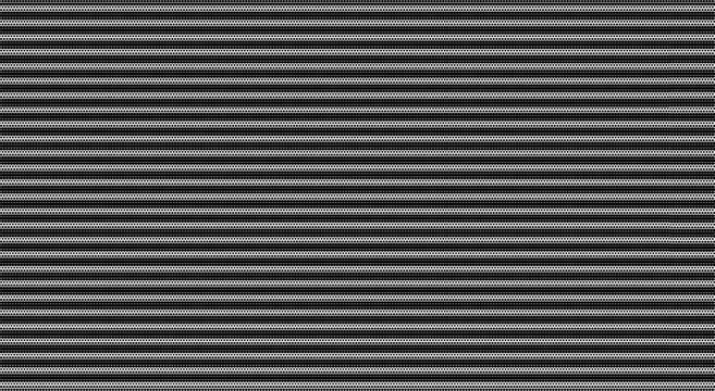 Black and white scanline halftone pattern background. Vector glitch texture of old TV screen with horizontal lines. Distorted electronic signal overlay for retro video effect and Y2K design.